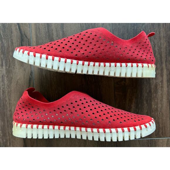 Ilse Jacobsen Norway Tulip Red Women’s 9.5 / 40 Leather Loafers Slip-On Flats - Picture 3 of 10